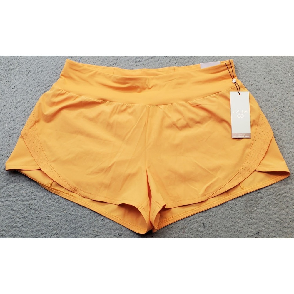 Calia Golf Tennis Performance Shorts Womens Large Orange Lined Stretch Athletic